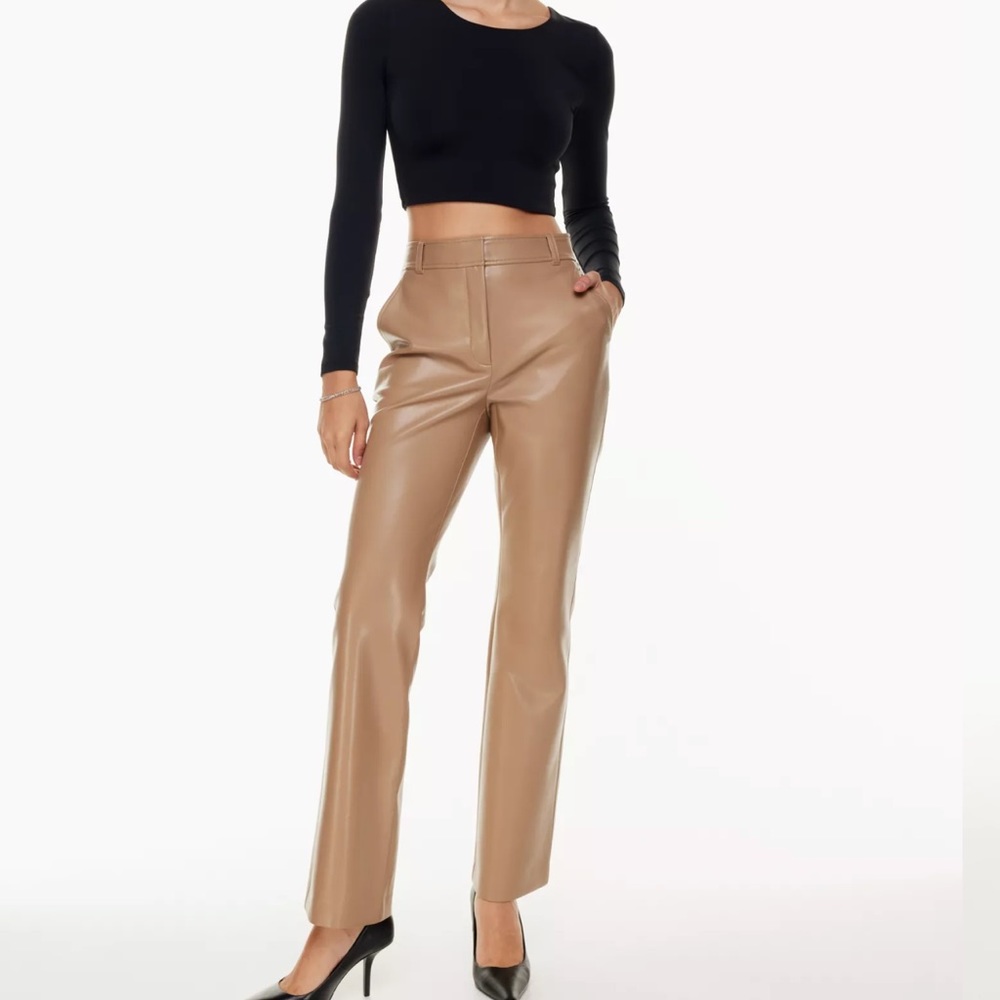 Aritzia Babaton leather publish pant in gold camel